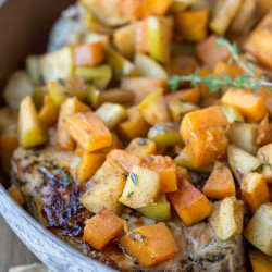 Pork Chops With Cinnamon Apples And Butternut Squash