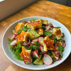 Smashed Cucumber &amp; Halloumi Salad