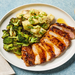 Honey Butter–glazed  Tenderloin With Smoky Potato Salad &amp; Roasted Broccoli