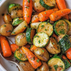 Garlic Herb Roasted Potatoes, Carrots, and Zucchini