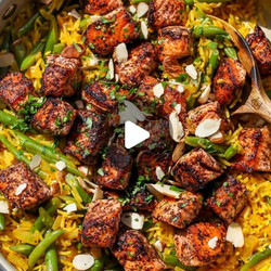 One Pan Sumac Salmon With Golden Rice