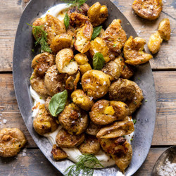 Crispy Salt And Vinegar Smashed Potatoes