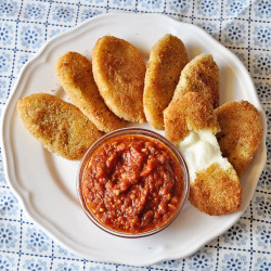 Homemade Fried Mozzarella Patties With Marinara Sauce