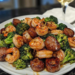 Honey Garlic Shrimp, Sausage &amp; Broccoli