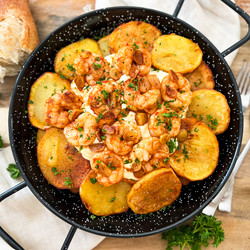 Spanish Potatoes With Garlic Shrimp &amp; Aioli | Patatas Arrieras