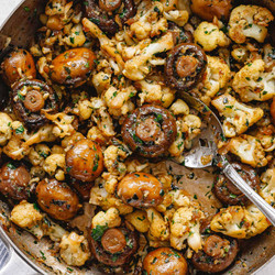 Garlic Butter Mushrooms Cauliflower Skillet