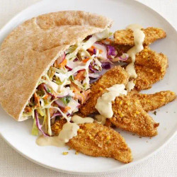 Falafel-crusted Chicken With Hummus Slaw