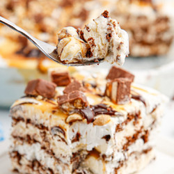 Snickers Ice Cream Sandwich Cake