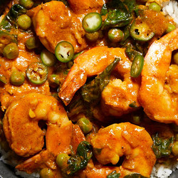 Coconut Curry Shrimp &amp; Peas