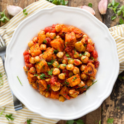 Spanish Chickpeas &amp; Sweet Potatoes In A Spicy Tomato Sauce