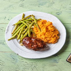 Meatloaf Balsamico With Mashed Sweet Potato And Green Beans