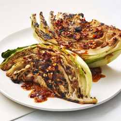 Charred Cabbage With Coconut, Garlic, And Chili Crisp