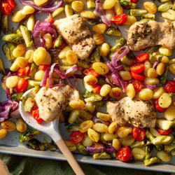 Sheet-pan Chicken Thighs With Brussels Sprouts &amp; Gnocchi