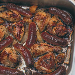 One Pan Sage And Onion Chicken And Sausage