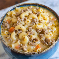 Crockpot Macaroni Cheeseburger Soup