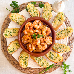 Spanish Garlic Shrimp + Garlic Toast