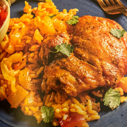 Mango Peach Habanero Chicken &amp; Rice