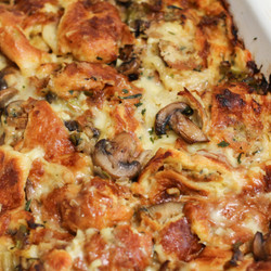 Croissant Stuffing With Mushrooms, Leeks, And Gruyère Cheese