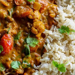 Roasted Cauliflower Lentil Curry