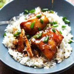 Sticky Bourbon Chicken With Rice