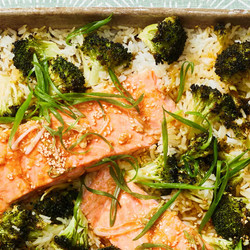 Easy Rice With Ginger-soy Salmon And Broccoli