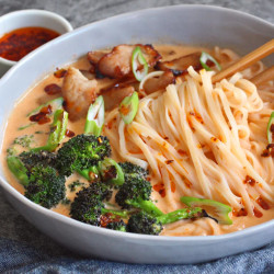 Coconut Pork And Broccoli Noodle Soup