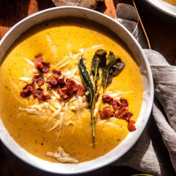 Creamy Butternut Squash Sage Pesto Soup