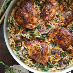 Creamy Chicken Orzo With Mushrooms And Spinach (30-minutes, One-pan)