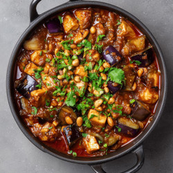 Tofu, Peanut &amp; Aubergine Hotpot