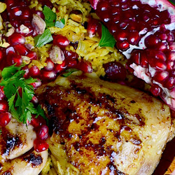 Honey Glazed Chicken And Jeweled Rice (دجاج بالعسل والأرز المرصع بالجواهر)