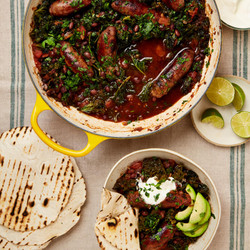 Sausage, Kale And Lime Black-bean Stew