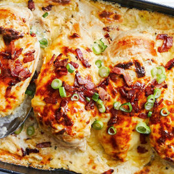 Cheesy Chicken Tray Bake With Leek And Bacon Recipe