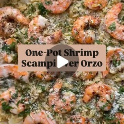 One Pot Shrimp Scampi Over Orzo