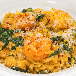 One Pan Creamy Garlic Shrimp Orzo