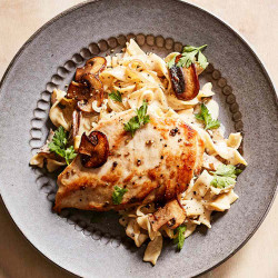 Creamy Chicken And Mushrooms With Egg Noodles