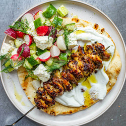 Garlicky Lemon &amp; Herb Chicken Flatbreads
