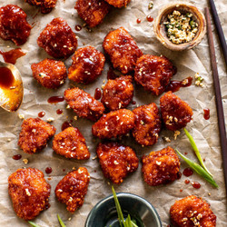 Oven Fried Korean Popcorn Chicken.