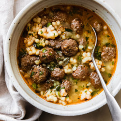 Mini Moroccan Meatball Couscous Soup