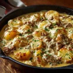 One-pan Creamy Meat &amp; Potato Skillet