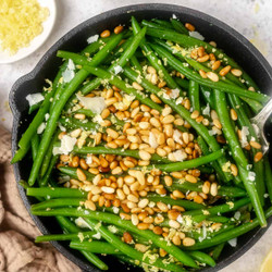 Sautéed French Green Beans With Parmesan And Pine Nuts
