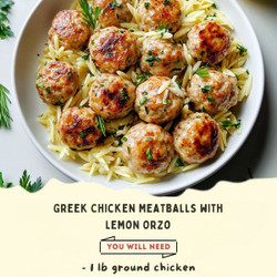 Greek Chicken Meatballs With Lemon Orzo