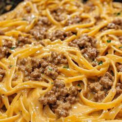 One-Pot Creamy Beef and Garlic Butter Pasta
