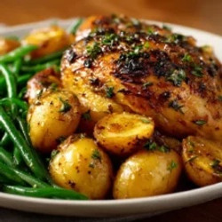 Herb-roasted Chicken With Garlic Potatoes &amp; Green Beans