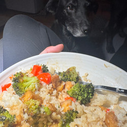 Broccoli Red Pepper Tofu Rice Bowl with Peanut Sauce from Love Real Food Cookbook