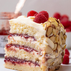 White Chocolate Almond Raspberry Cake