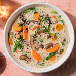 Gemütliche Buchweizensuppe Mit Süßkartoffel Und Pilzen