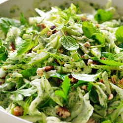 Fennel, Apple And Cabbage Slaw With Green Mayonnaise
