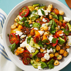 Chickpea Salad With Smashed Cucumbers