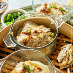 Layered Soup Dumpling “lasagna”