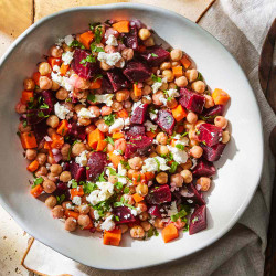 Chickpea, Beet &amp; Feta Salad With Lemon-garlic Vinaigrette